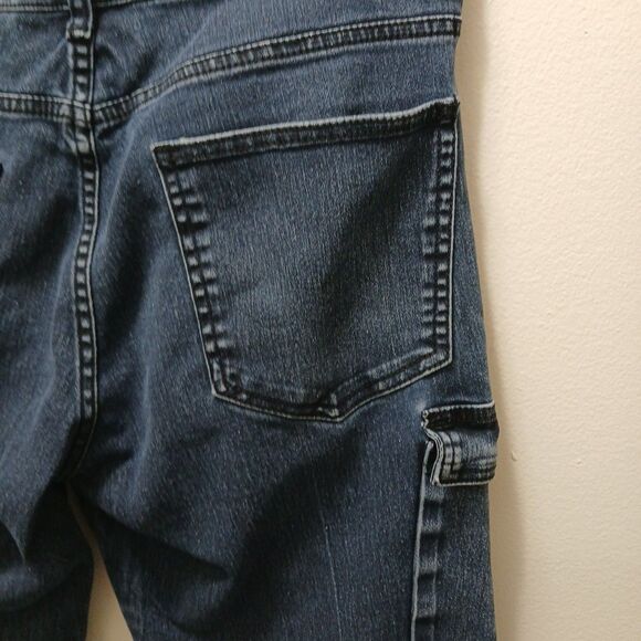 Denim House Mens Dark Wash Biker/Cargo Denim Jeans Zipper 32-32 *Rare* - Picture 16 of 16